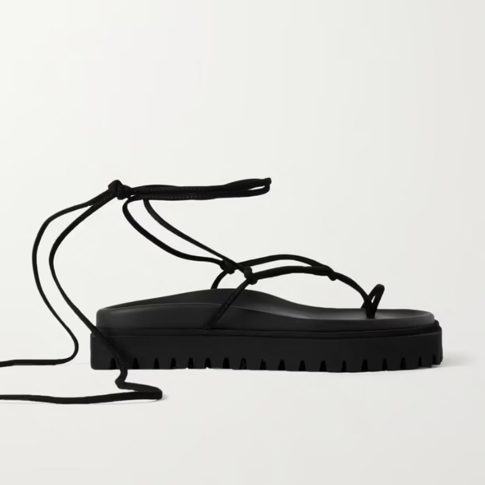 The Attico Renee Lace Up Thong Flatform Sandal Black 37